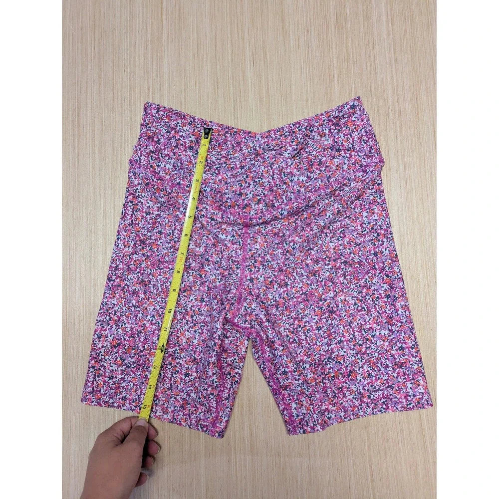 Sage Collective Womens Pink Floral V-Waist High Rise Biker Shorts Size M AG11